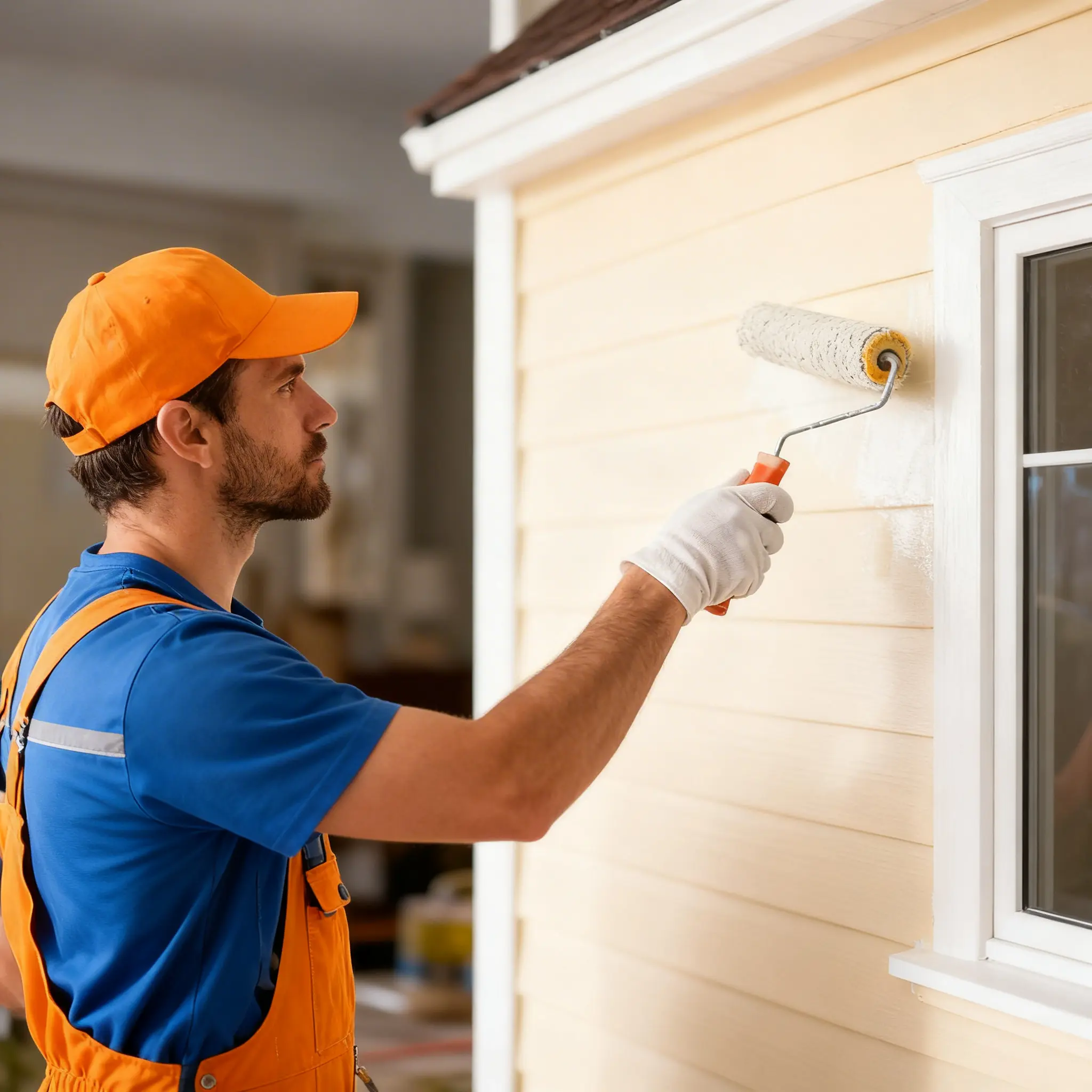 Peinture extérieure Nersac Artisan peintre appliquant de la peinture sur un mur extérieur à Nersac